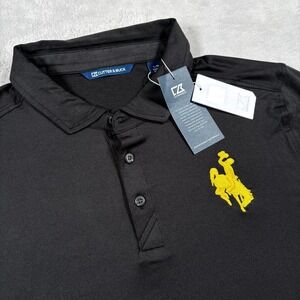 Cutter & Buck Coastline Eco Epic Polo Shirt Men Large Black NCAA Wyoming Cowboys